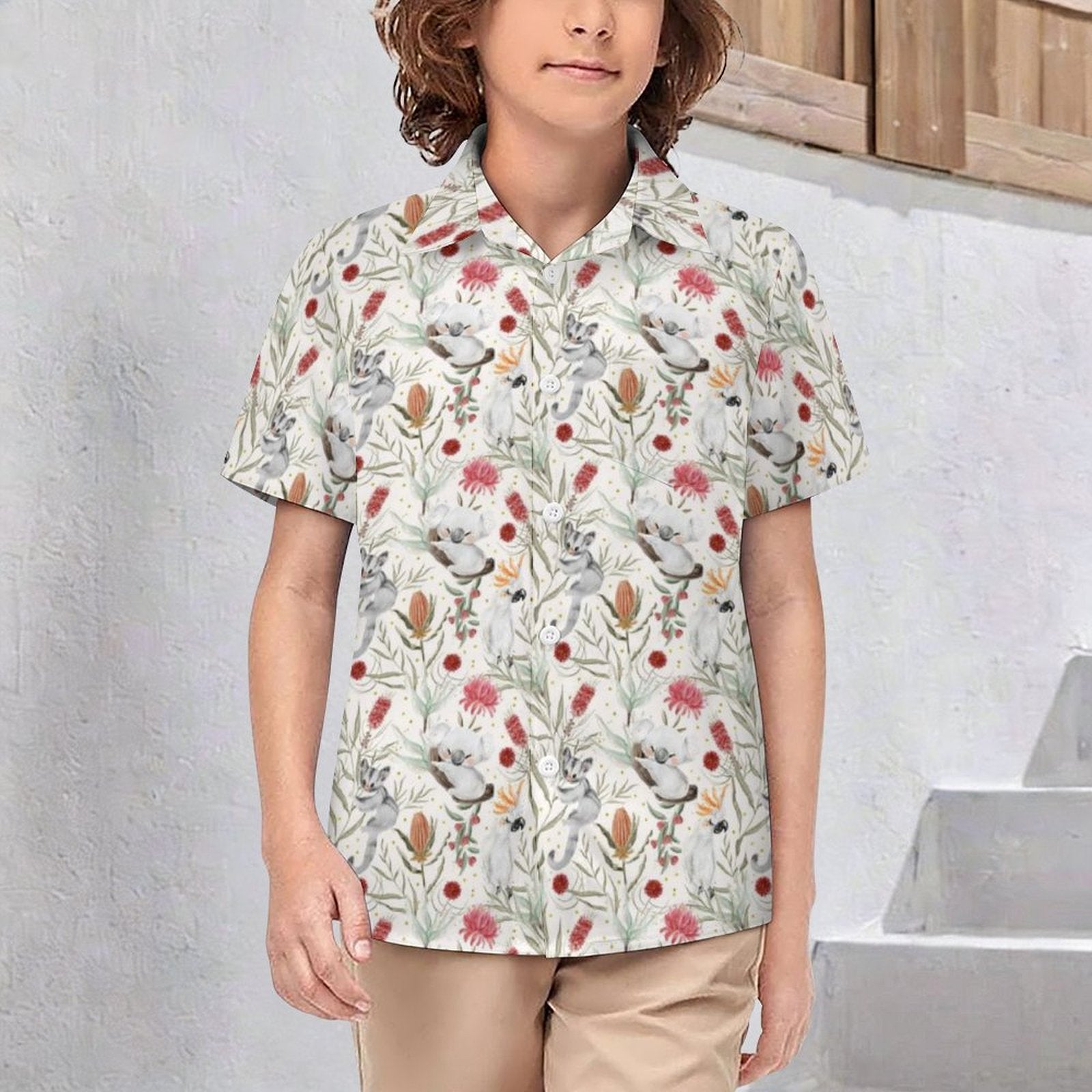 Australian Plants And Animals Kids Cotton Short Sleeve Shirt