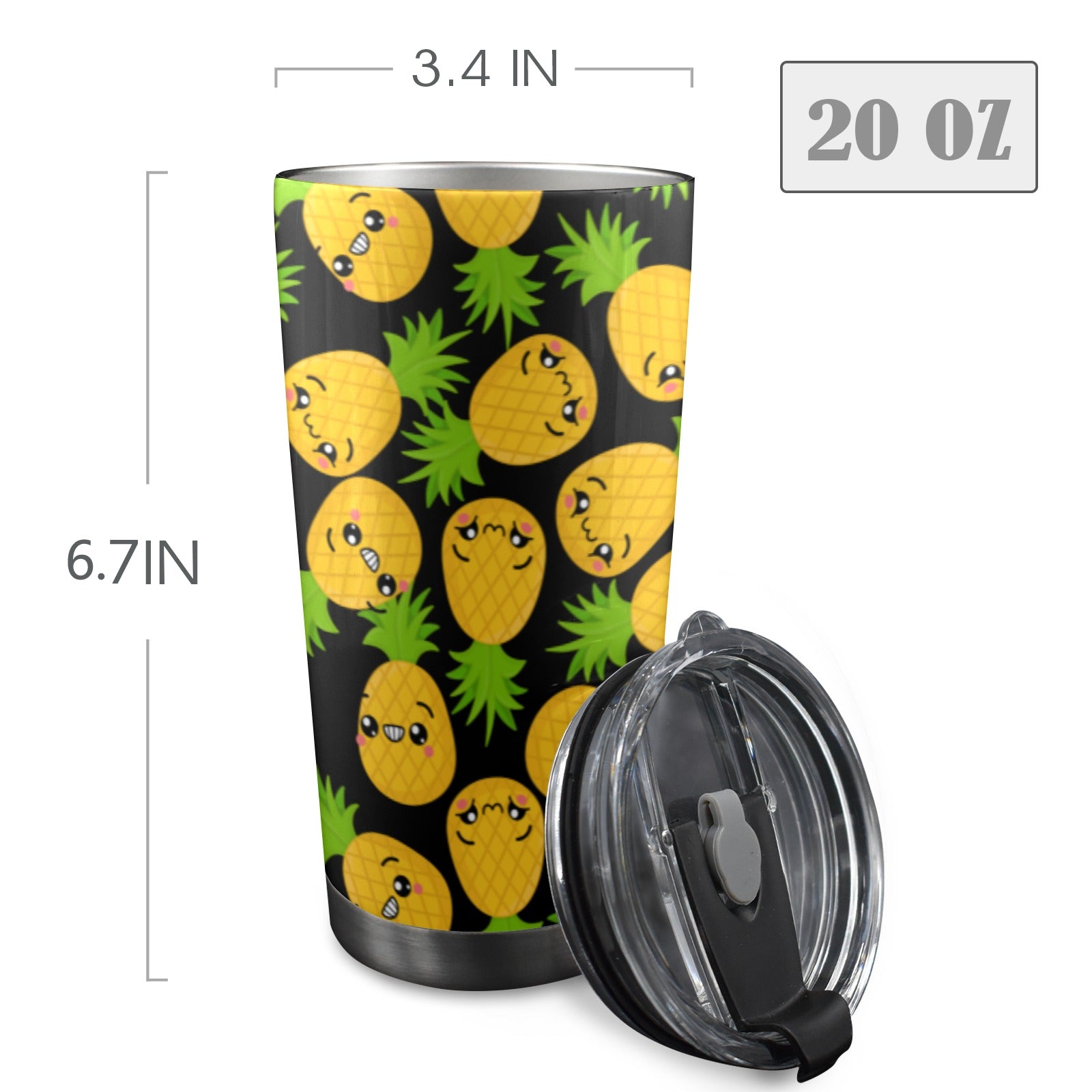 Cool Pineapples - 20oz Mobile Tumbler with Lid (Black Lock) 20oz Travel Mug Food Printed Offshore