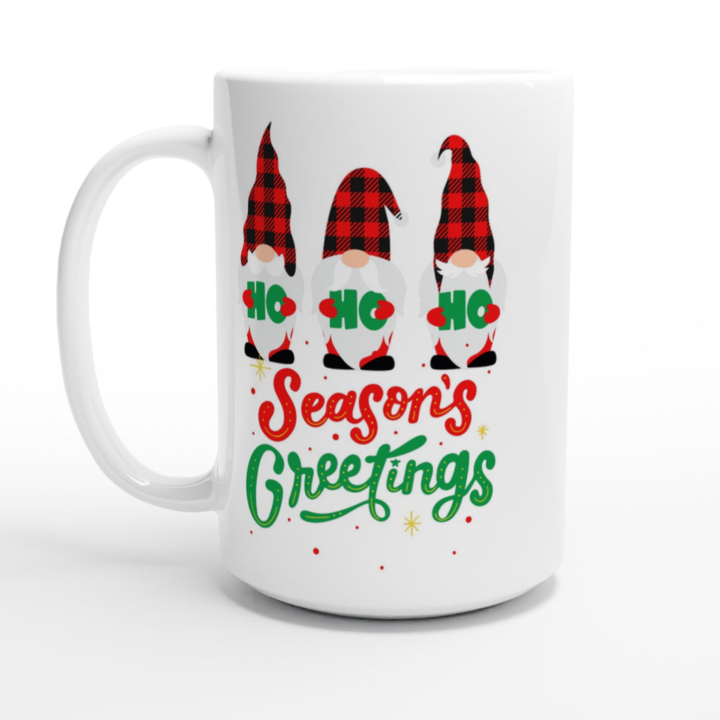 Christmas Gnome, Season's Greetings - White 15oz Ceramic Mug Default Title Christmas 15oz Mug Christmas Globally Fulfilled