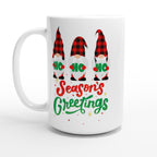 Christmas Gnome, Season's Greetings - White 15oz Ceramic Mug Default Title Christmas 15oz Mug Christmas Globally Fulfilled
