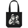 Alien Bigfoot Heart Hands Canvas Tote Bag Default Title Tote Bag Love Printed In Australia Sci Fi