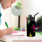 Fun Lightning - Kids Water Bottle with Chug Lid (12 oz) Kids Water Bottle with Chug Lid comic Printed Offshore