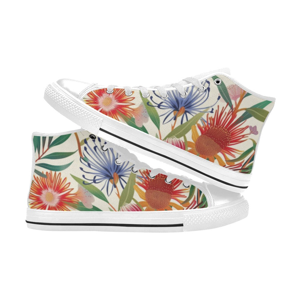 Australian Native Flowers - Women's High Top Canvas Shoes