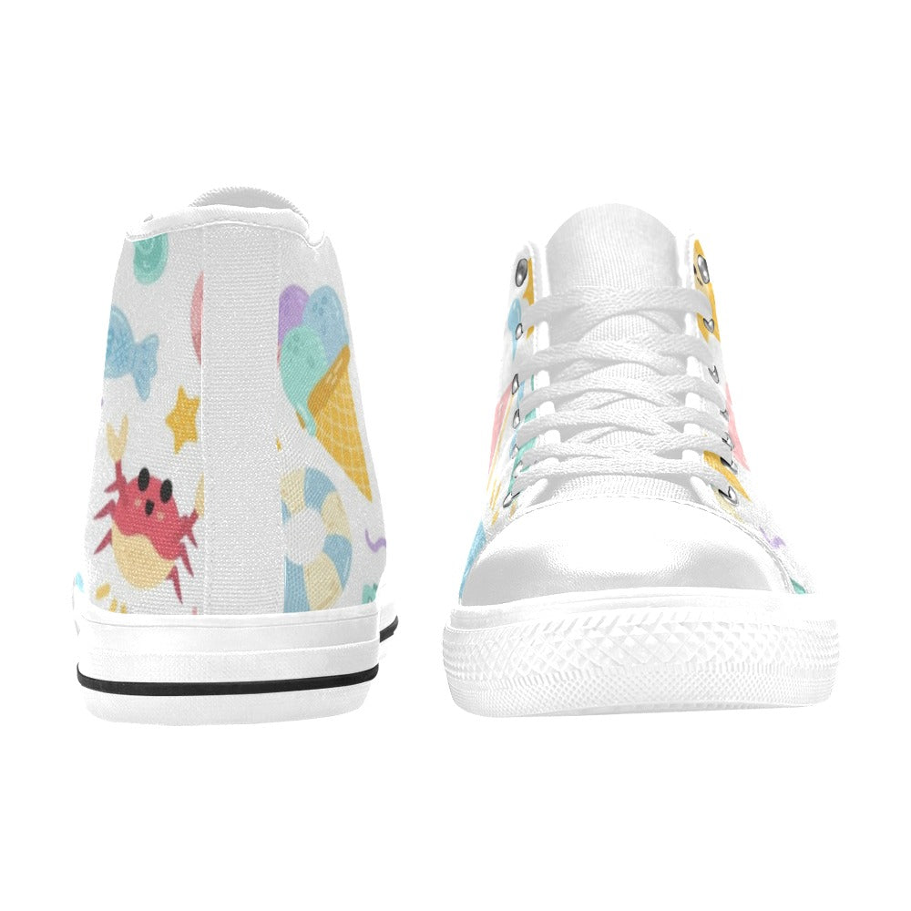 Summer Fun - Kids High Top Canvas Shoes