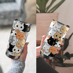 Cute Cartoon Cats - 20oz Mobile Tumbler with Lid (Black Lock) 20oz Travel Mug animal Printed Offshore