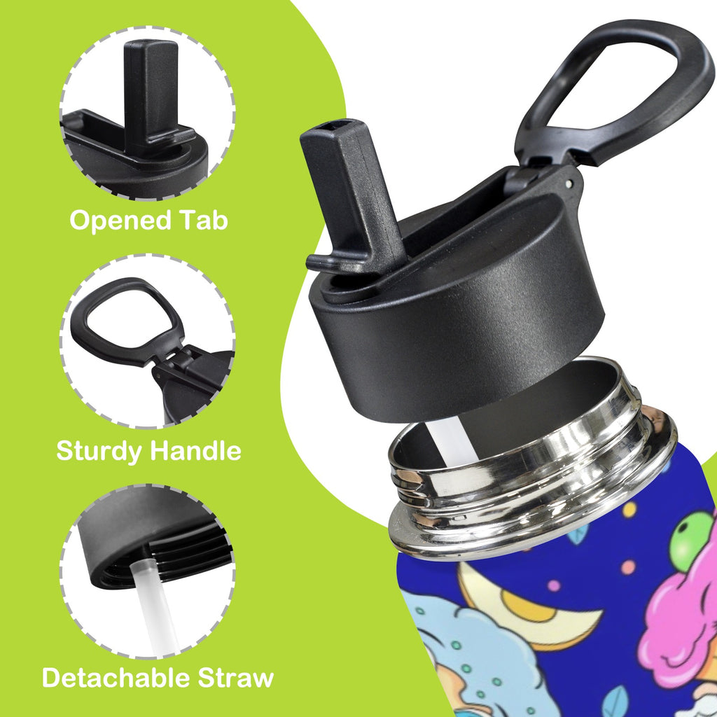 Cute Cartoon Cupcake 12oz Kids Water Bottle with Straw Lid