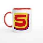 Personalised - Superhero Initial - White 11oz Ceramic Mug with Color Inside Ceramic Red Personalised 11oz Mug customise Globally Fulfilled Name personalise