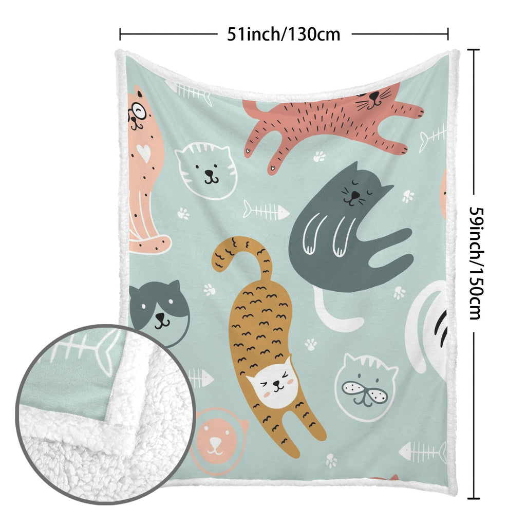 Cat Stretch - Double-Layer Fleece Blanket 51"x59"