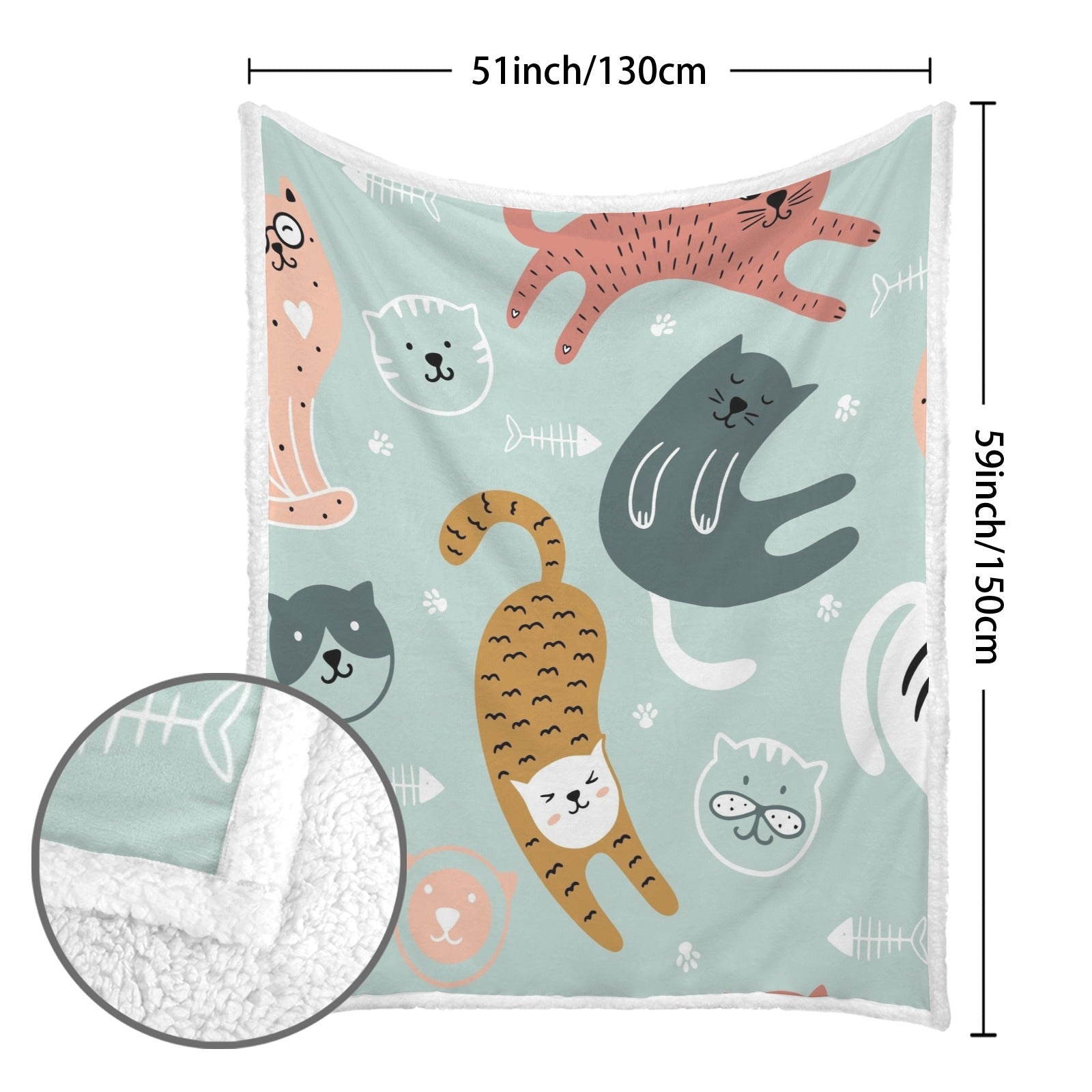 Cat Stretch - Double-Layer Fleece Blanket 51"x59"
