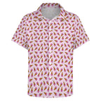 Pink Ice Cream Cones Women's Collared Pocketless Short Sleeve Shirt