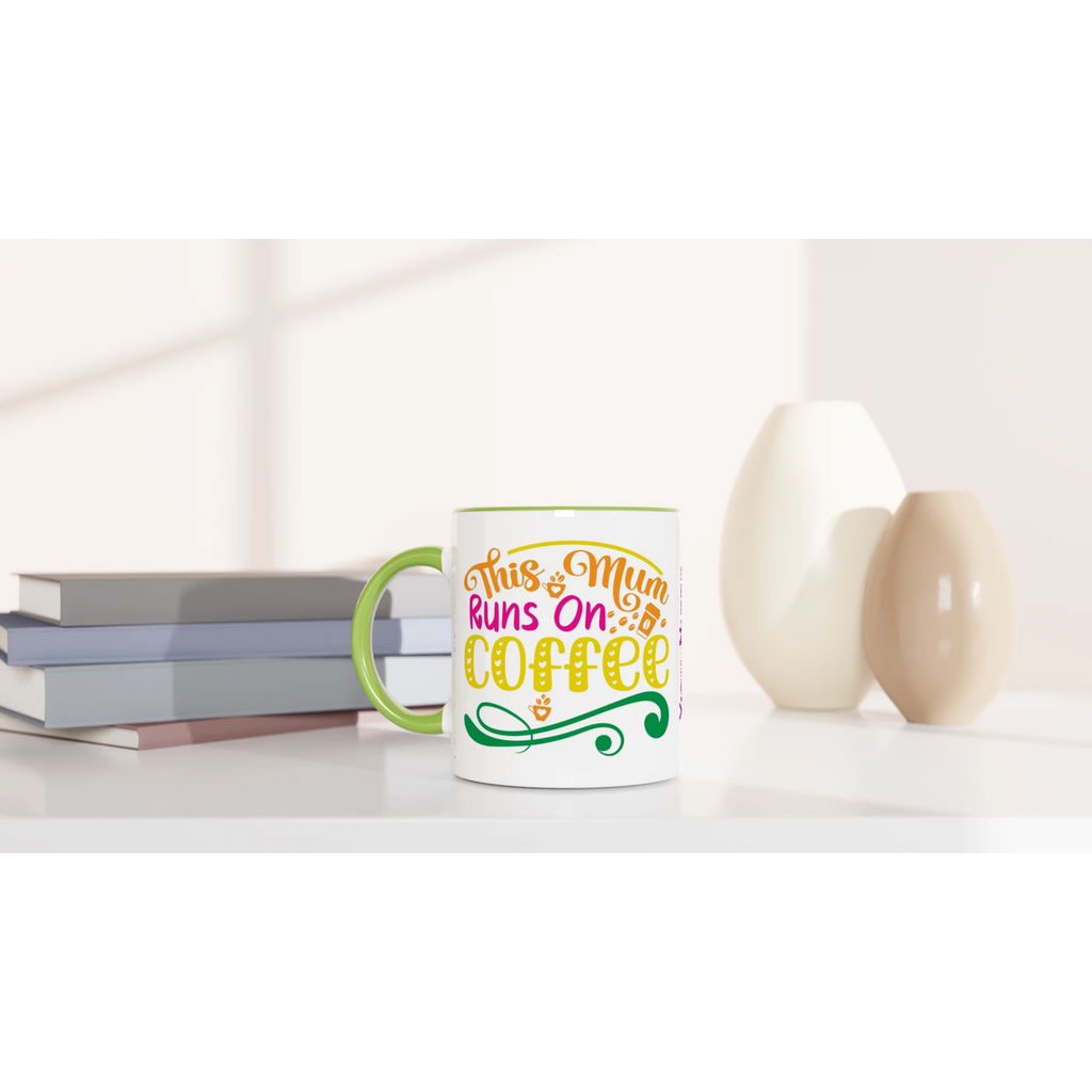 Personalised - This Mum Runs On Coffee - 11oz Ceramic Mug Personalised Mug customise Globally Fulfilled Mum personalise