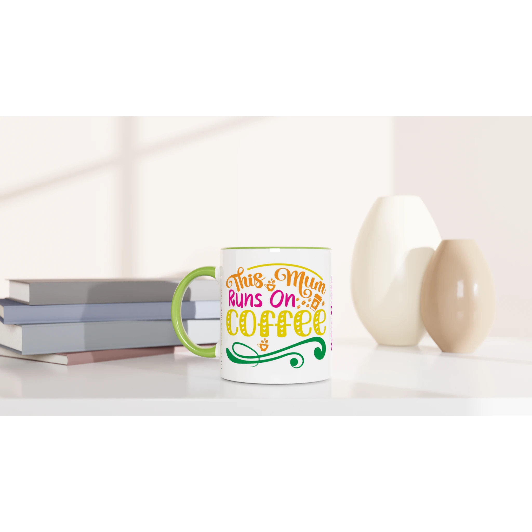 Personalised - This Mum Runs On Coffee - 11oz Ceramic Mug Personalised Mug customise Globally Fulfilled Mum personalise