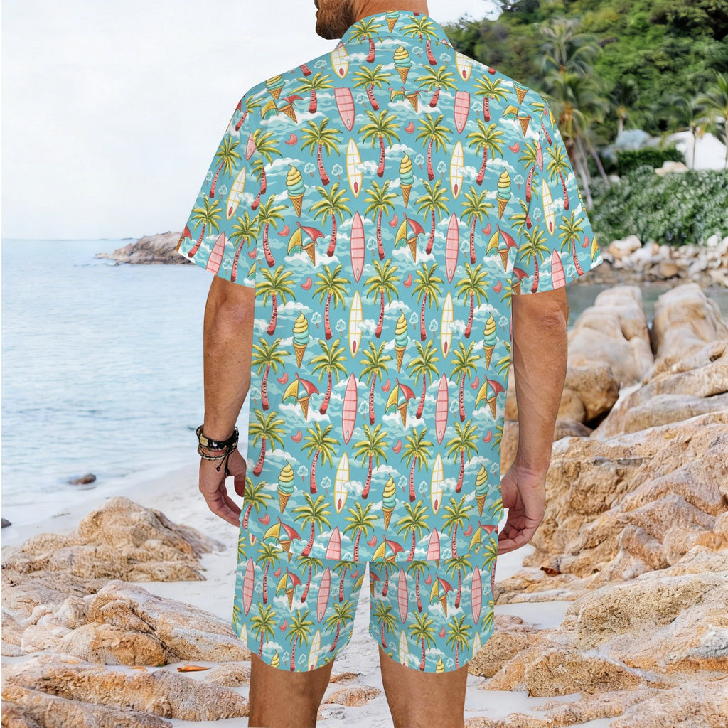 Summer Surf Men's Hawaiian Shirt & Shorts Set Men's Hawaiian Shirt & Shorts Set Printed Offshore Surf