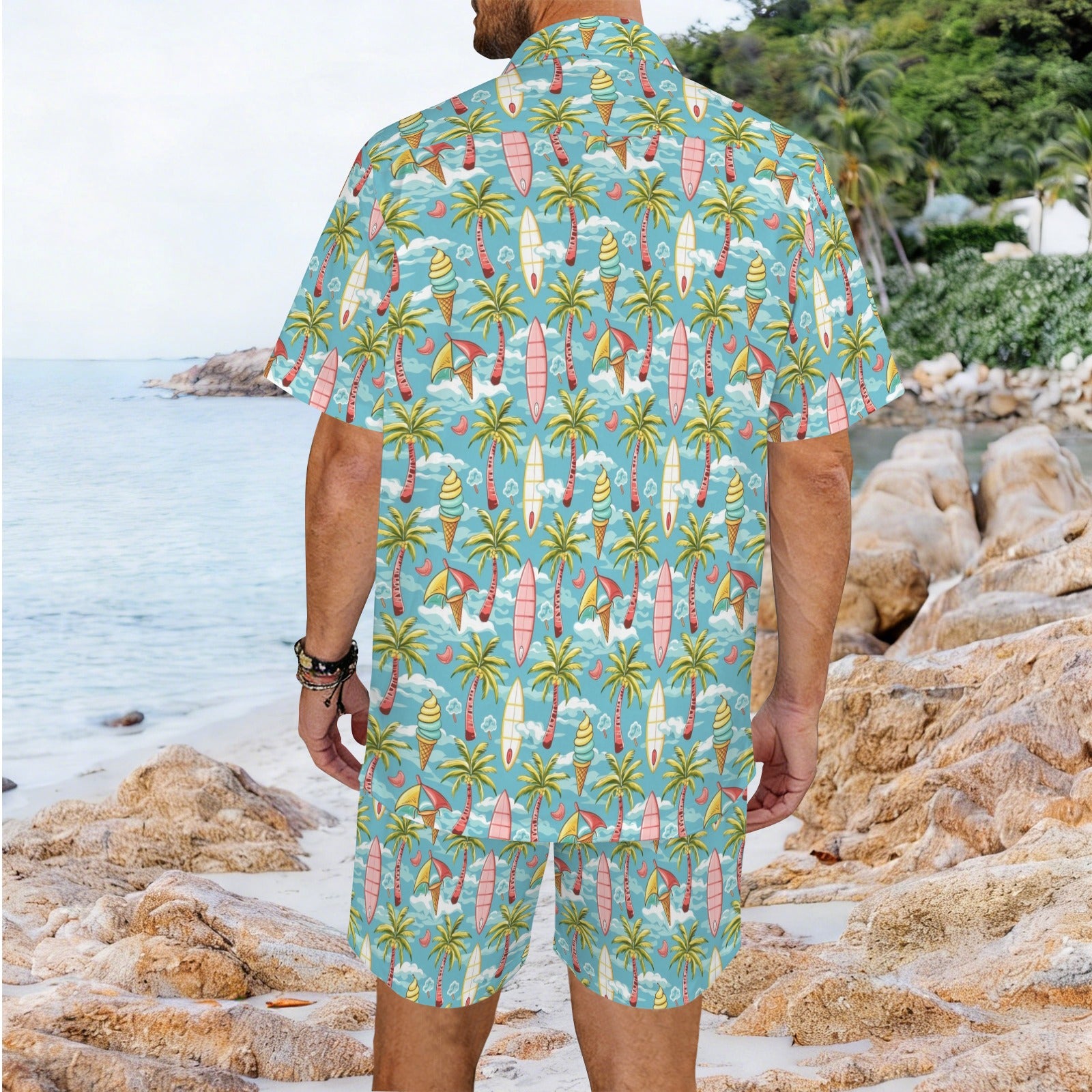 Summer Surf Men's Hawaiian Shirt & Shorts Set Men's Hawaiian Shirt & Shorts Set Printed Offshore Surf