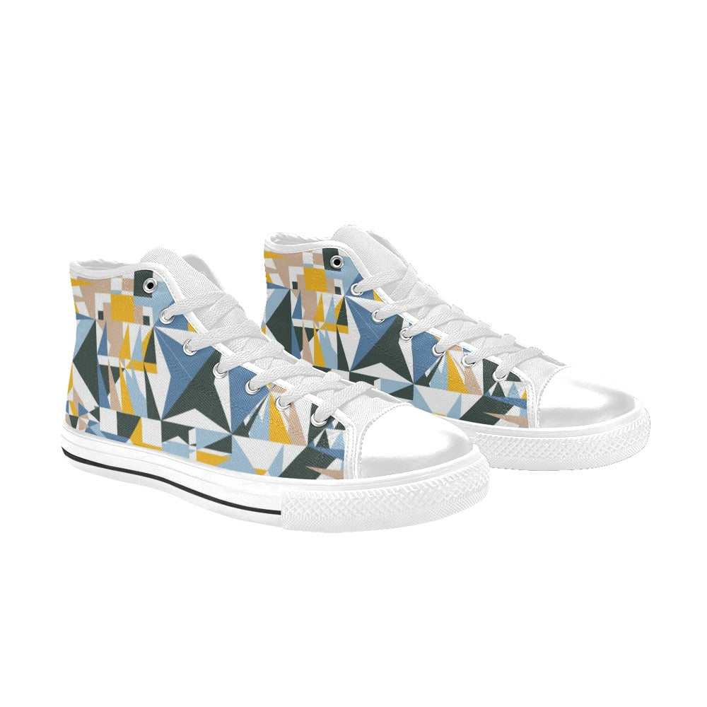 Mosaic - Men's High Top Canvas Shoes
