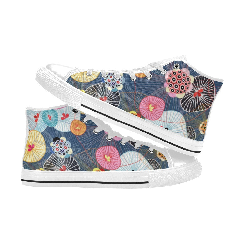 Abstract Floral - Women's High Top Canvas Shoes