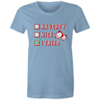 Naughty, Nice, I Tried, Santa's Christmas List - Womens T-shirt Carolina Blue Womens Christmas T-shirt Christmas Printed In Australia