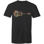 Guitar Reflection In Colour - Mens T-Shirt Black Mens T-shirt Music Printed In Australia