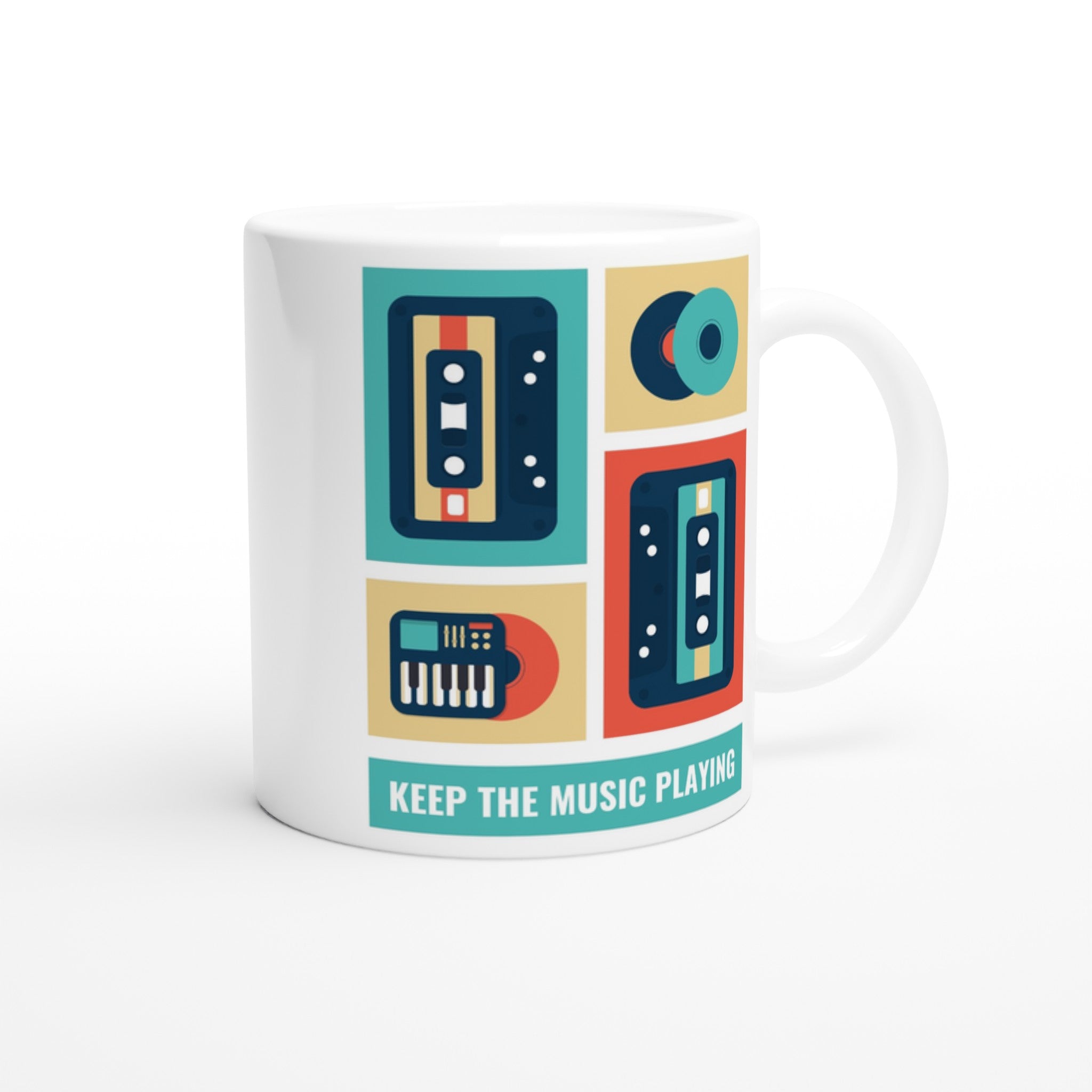 Keep The Music Playing - White 11oz Ceramic Mug White 11oz Mug Globally Fulfilled Music