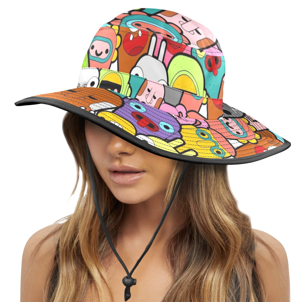 Happy Monsters Wide Brim Bucket Hat Wide Brim Bucket Hat Printed Offshore Sci Fi