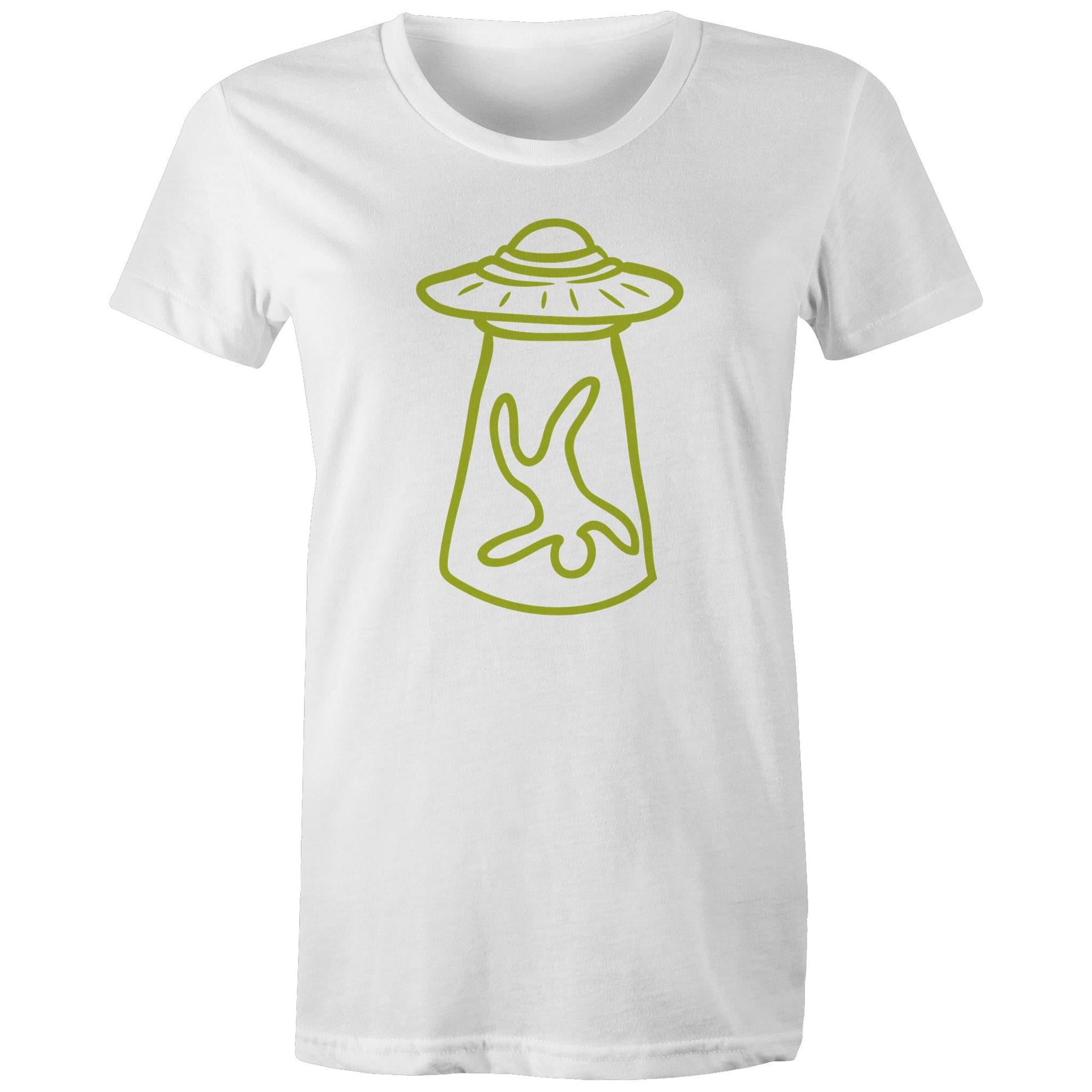 Alien Abduction - Womens T-shirt White Womens T-shirt Printed In Australia Sci Fi