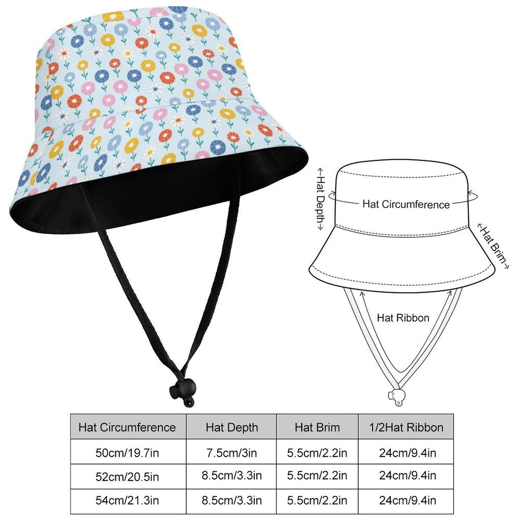 Abstract Cute Flowers Kids Bucket Hat Kids Bucket Hat Plants Printed Offshore