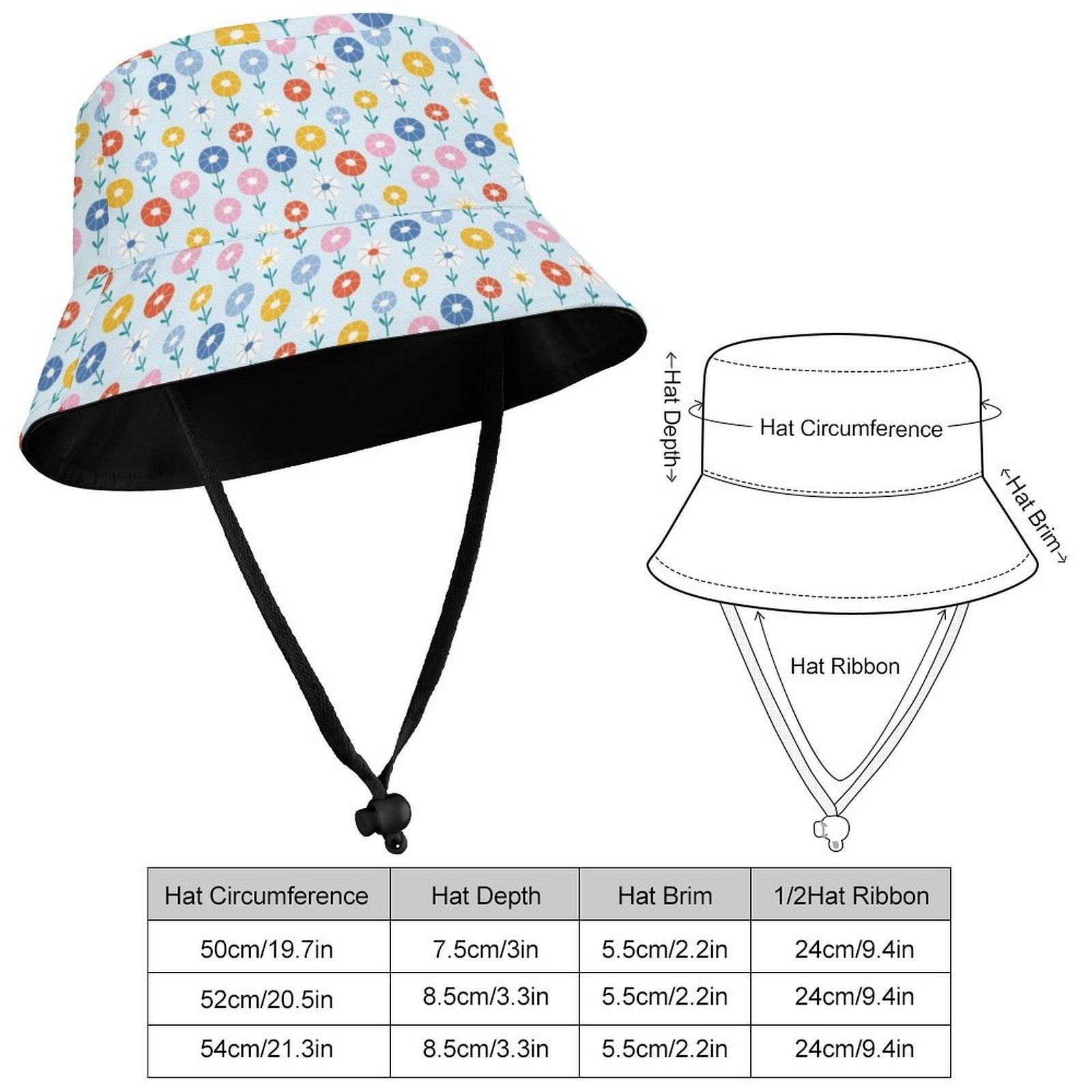 Abstract Cute Flowers Kids Bucket Hat Kids Bucket Hat Plants Printed Offshore