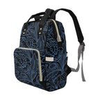 Blue Floral - Multi-Function Backpack, Nappy / Diaper Bag