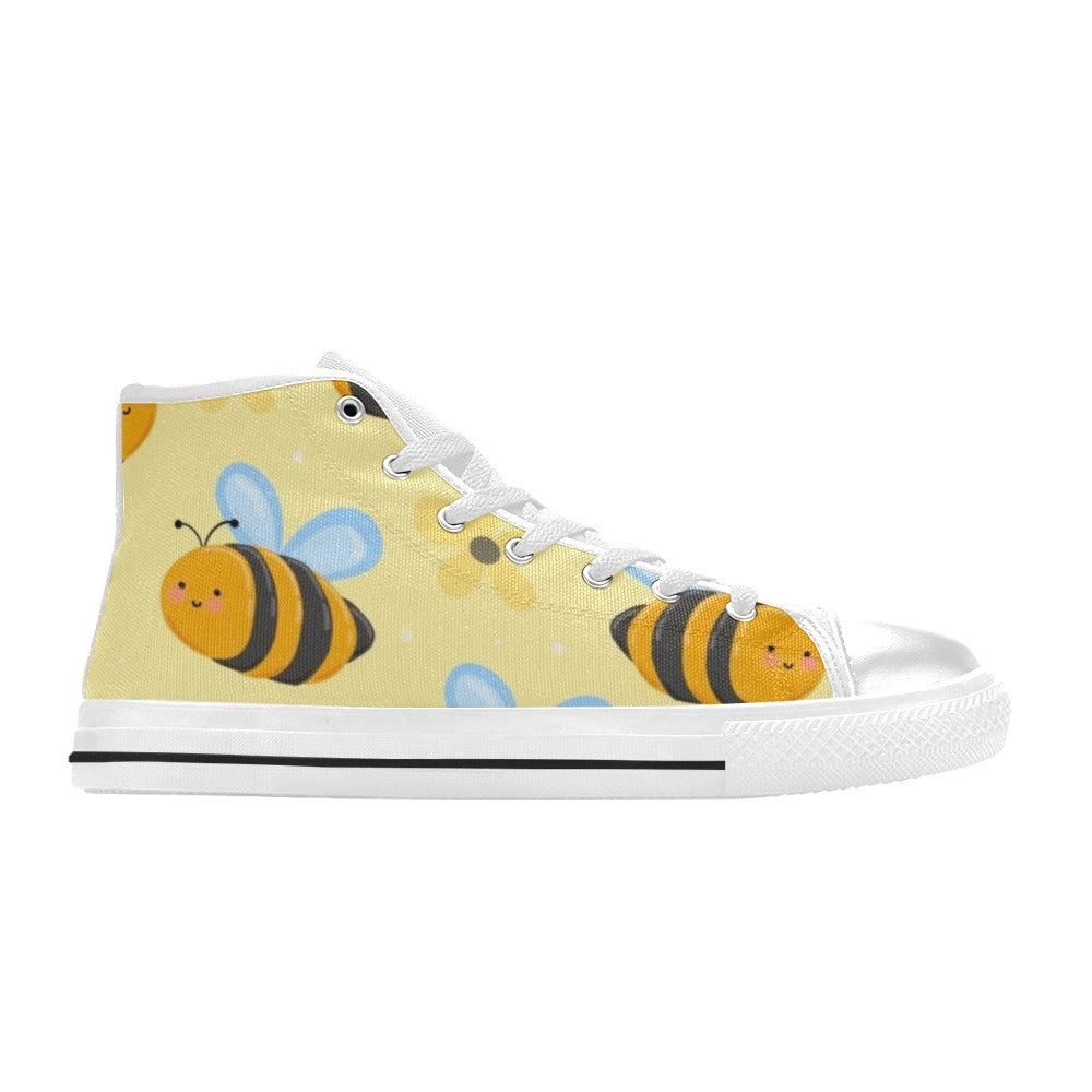 Bright Bees - Kids High Top Canvas Shoes