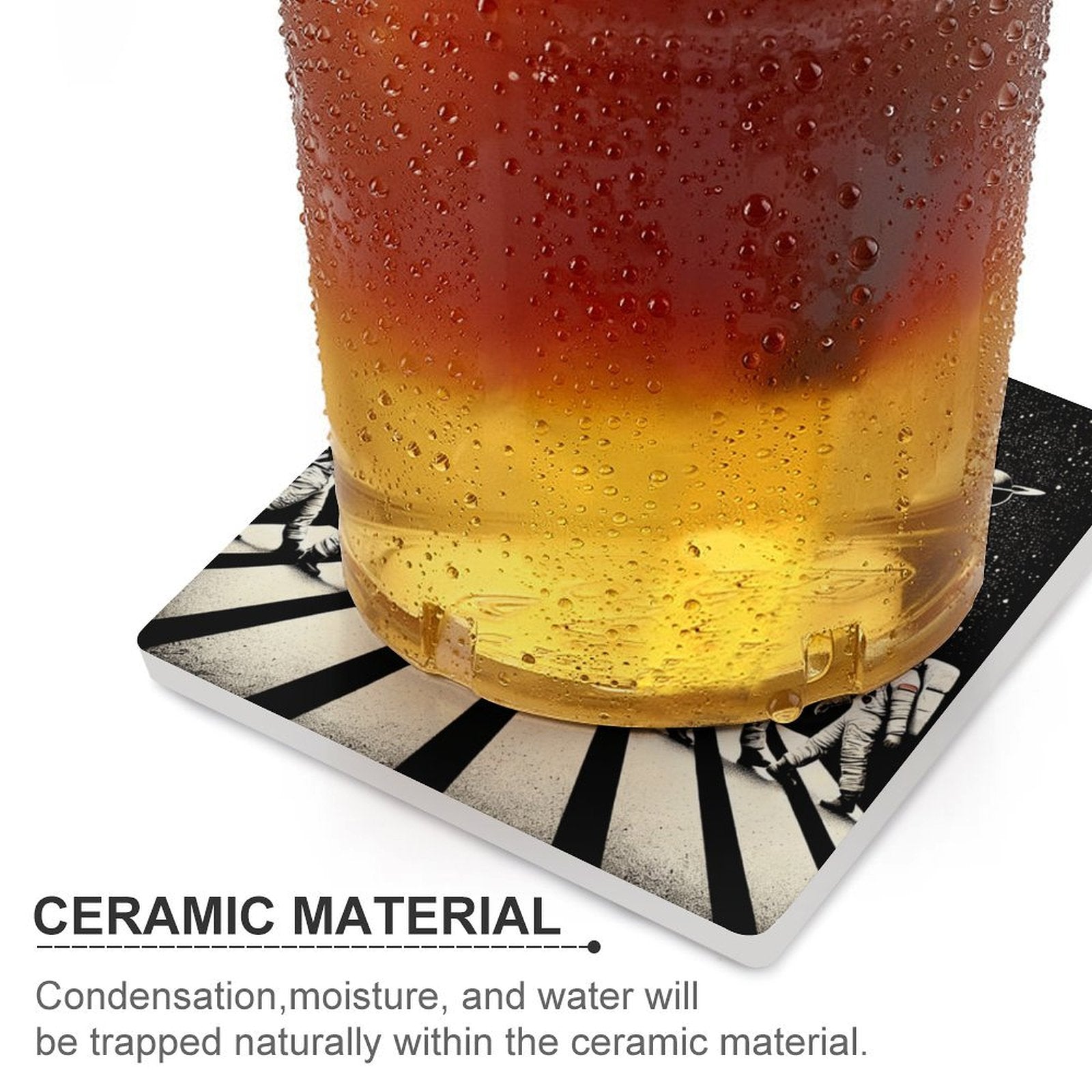 Astronauts Crossing Road - Ceramic Coasters (Square) Ceramic Coasters Printed Offshore Space