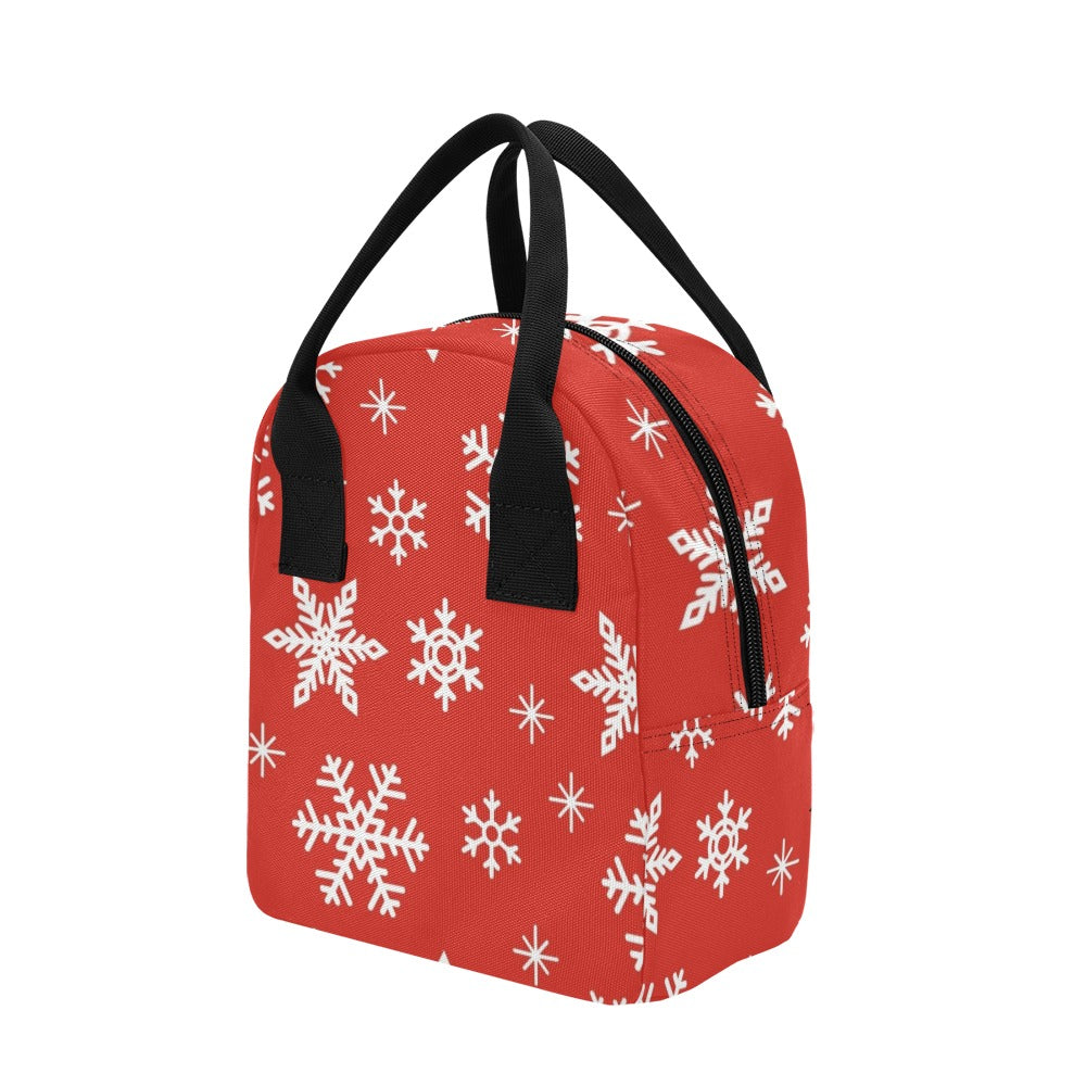 Red Snowflakes, Christmas - Zipper Lunch Bag Zipper Lunch Bag Printed Offshore
