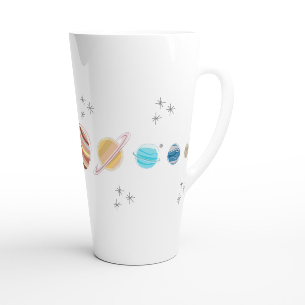 Solar System Planets - White Latte 17oz Ceramic Mug Latte Mug Globally Fulfilled Space