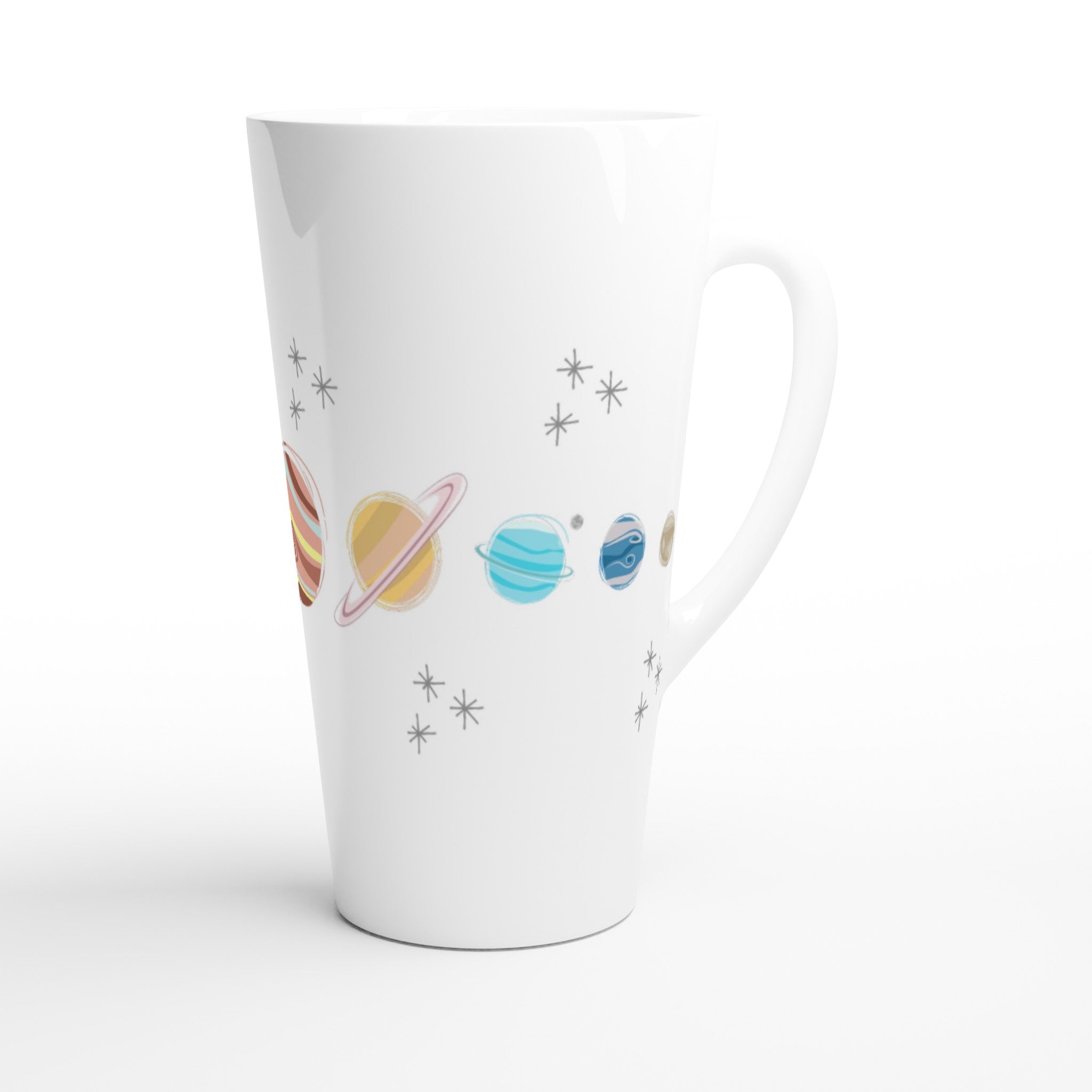Solar System Planets - White Latte 17oz Ceramic Mug Latte Mug Globally Fulfilled Space