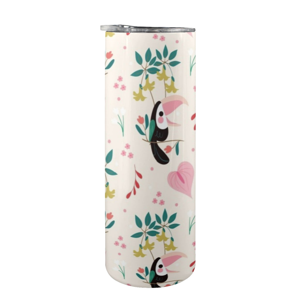 Toucans In Pink - 20oz Tall Skinny Tumbler with Lid and Straw