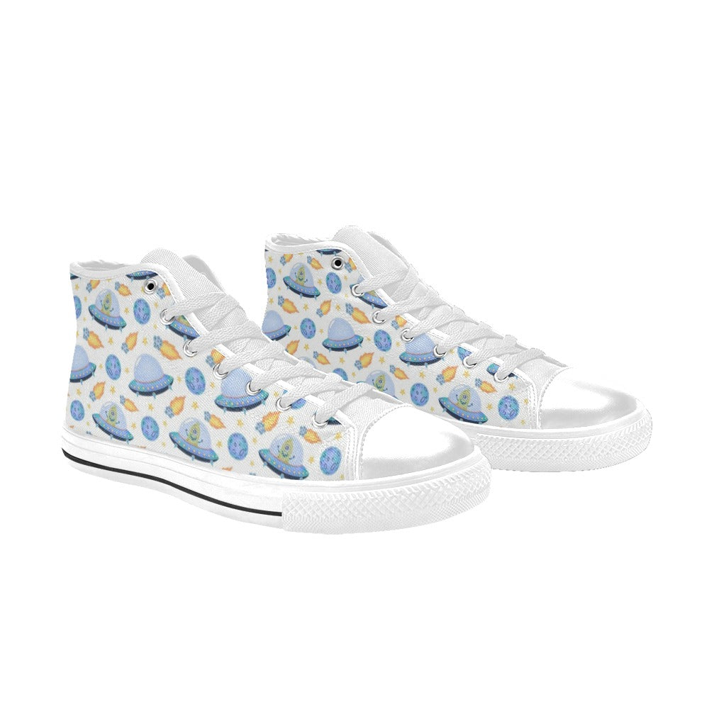 UFO's And Aliens Men's High Top Canvas Shoes Men's Classic High Top Canvas Shoes Printed Offshore Sci Fi