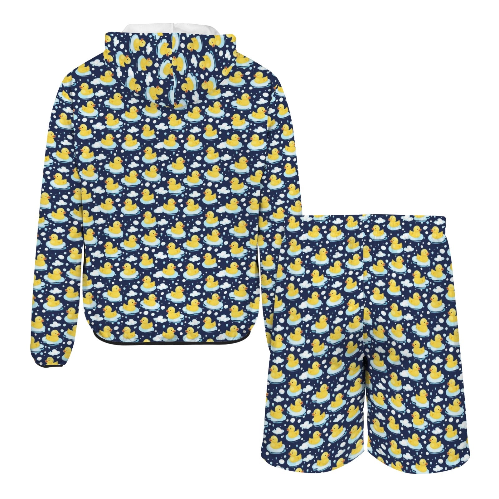 Rubber Ducks On Dark Men's Lightweight Sun Hoodie & Shorts Set Men's Lightweight Sun Hoodie & Shorts animal Printed Offshore