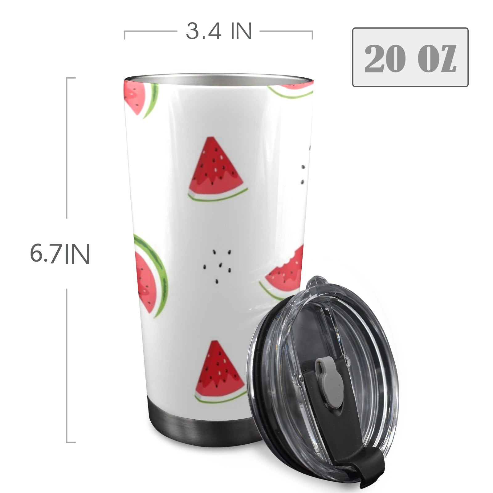 Watermelon - 20oz Mobile Tumbler with Lid (Black Lock) 20oz Travel Mug Food Printed Offshore