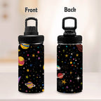 Colourful Space Kids Water Bottle with Chug Lid (12 oz) Kids Water Bottle with Chug Lid Printed Offshore Space