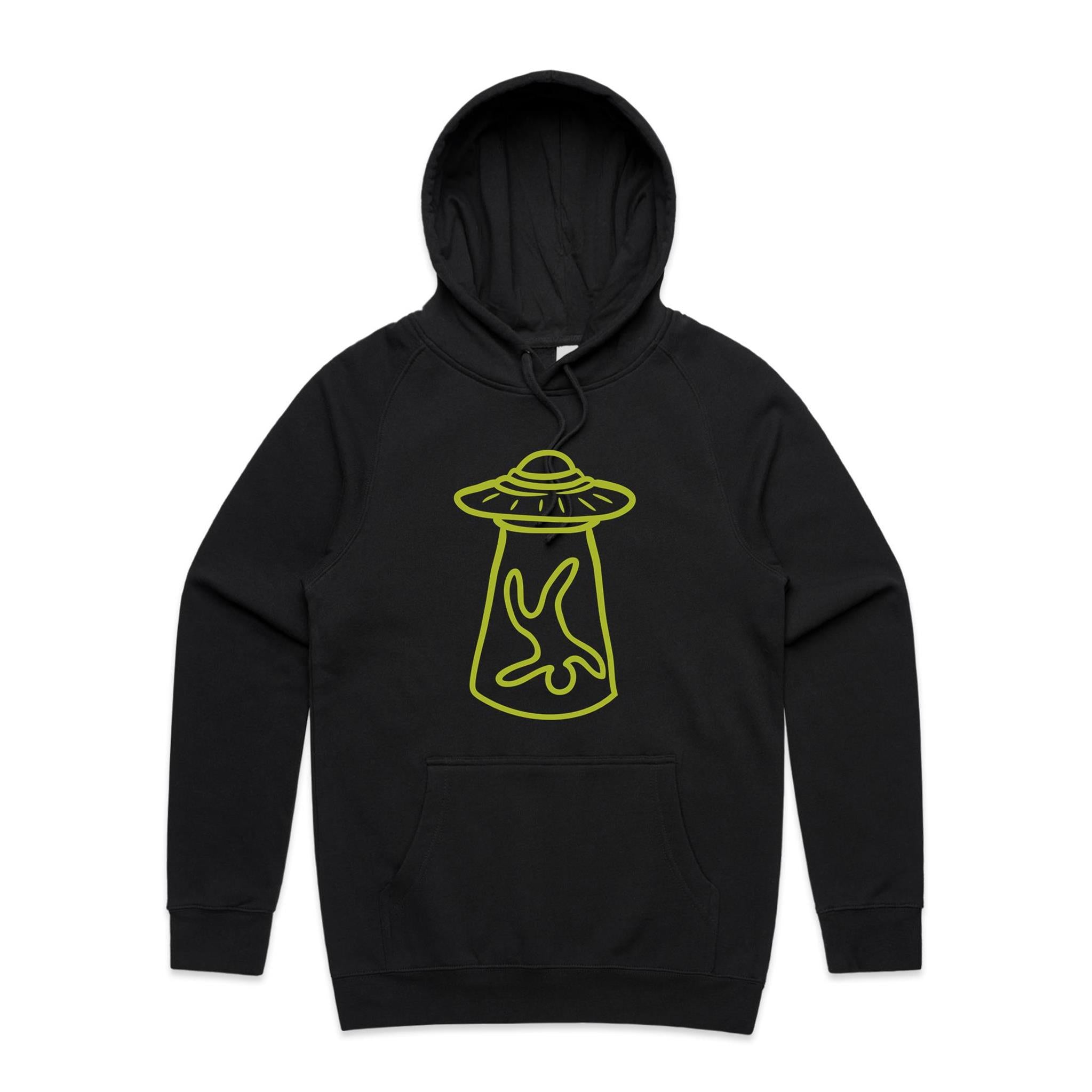 Alien Abduction, UFO - Mens Hoodie Black Mens Hoodie Printed In Australia Sci Fi