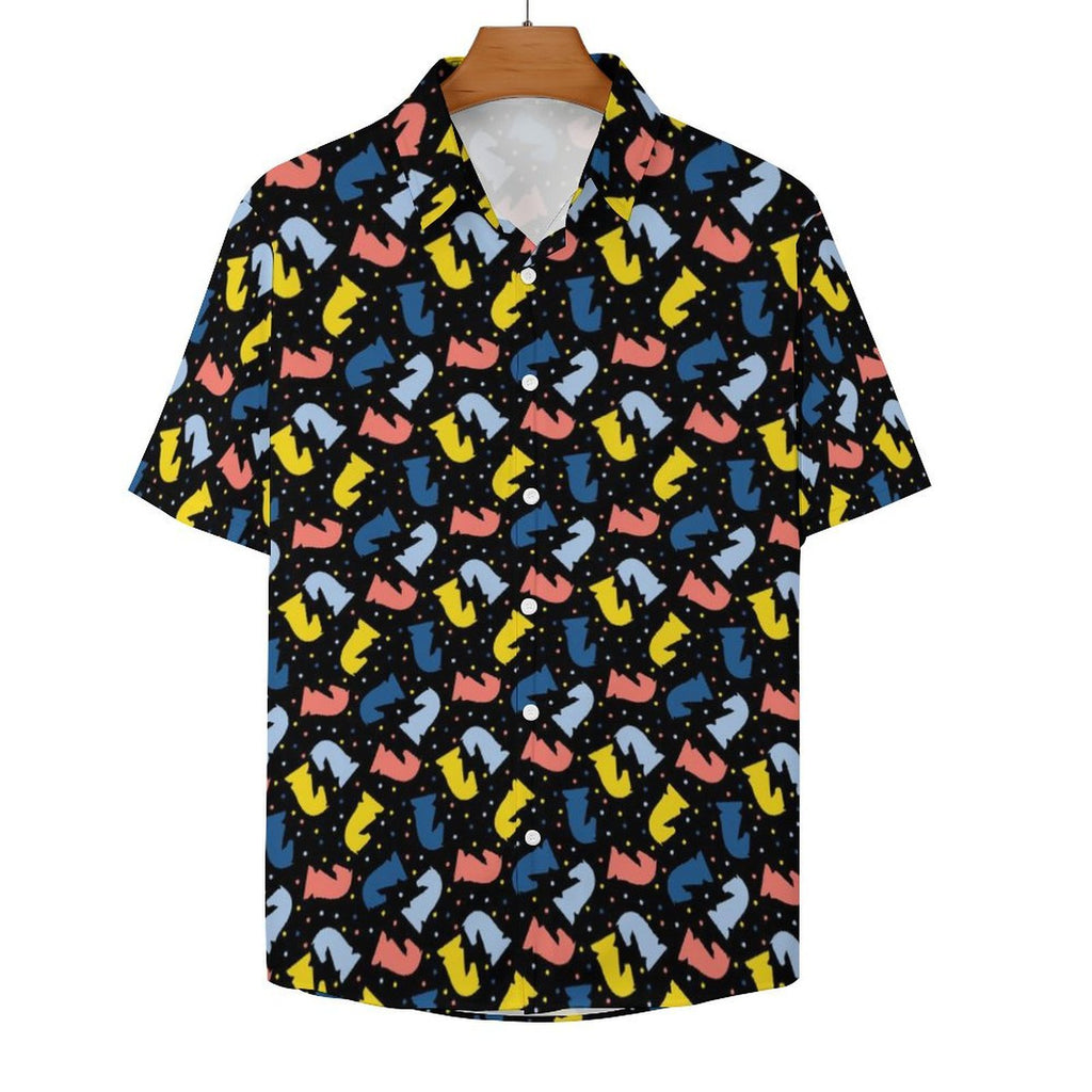 Colourful Chess Women's Collared Pocketless Short Sleeve Shirt