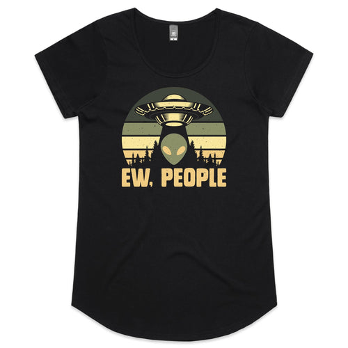 Alien Ew, People - Womens Scoop Neck T-Shirt Black Womens Scoop Neck T-shirt Printed In Australia Sci Fi