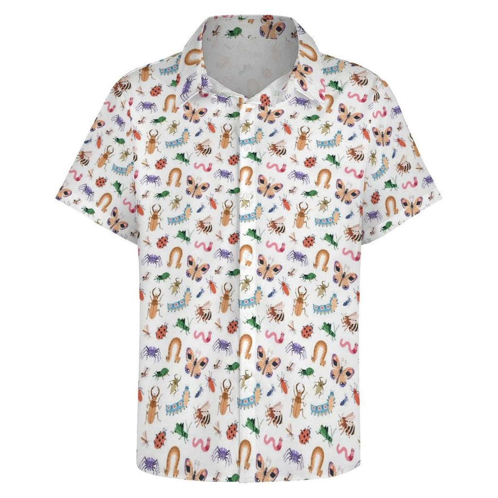 Cute Bugs Women's Collared Pocketless Short Sleeve Shirt