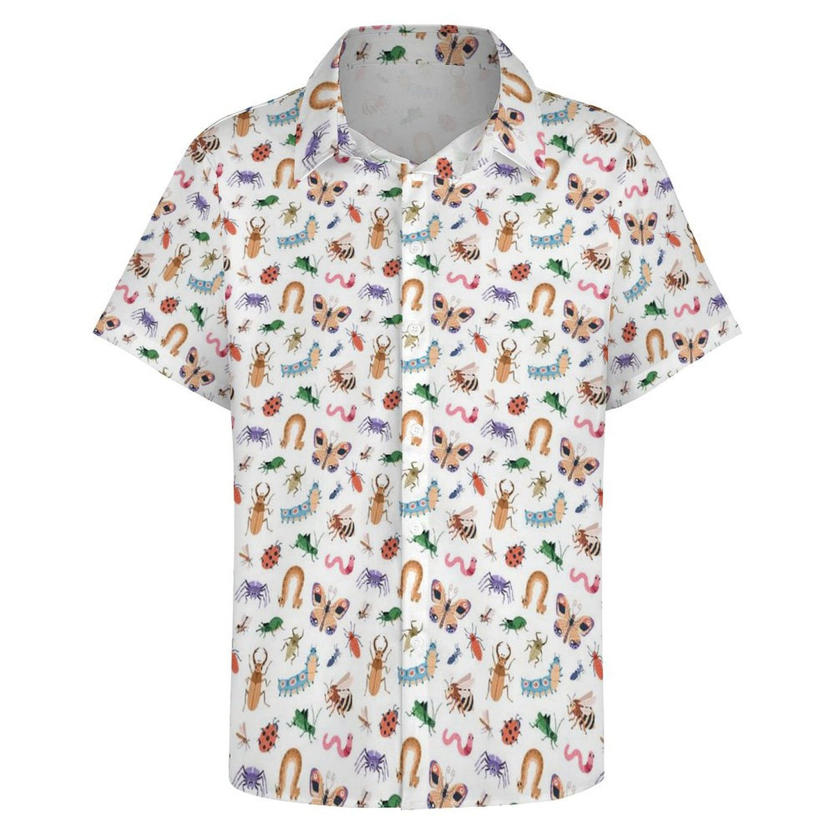 Cute Bugs Women's Collared Pocketless Short Sleeve Shirt