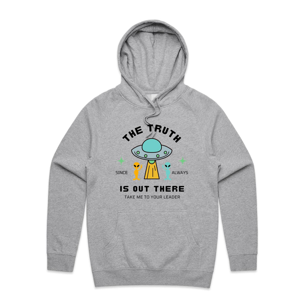 The Truth Is Out There, UFO - Mens Hoodie Grey Marle Mens Hoodie Printed In Australia Sci Fi