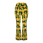 Happy Pineapples High Waist Crossover Tummy Control Flare Leggings High Waist Flare Leggings Food Printed Offshore