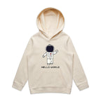 Astronaut, Hello World - Kids Hoodie Ecru Kids Hoodie Printed In Australia