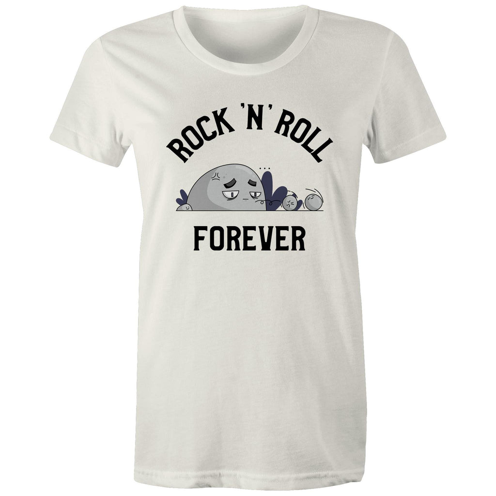 Rock And Roll Forever - Womens T-shirt Natural Womens T-shirt Music Printed In Australia