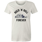 Rock And Roll Forever - Womens T-shirt Natural Womens T-shirt Music Printed In Australia