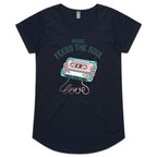Music Feeds The Soul - Womens Scoop Neck T-Shirt Navy Womens Scoop Neck T-shirt Music Printed In Australia