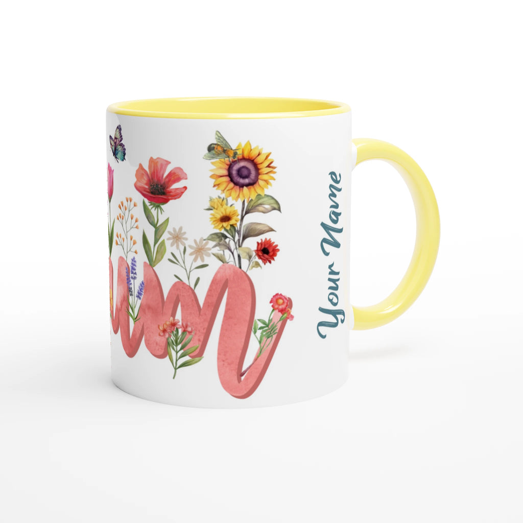 Personalised Mum With Flowers And Butterflies 11oz Ceramic Mug Personalised 11oz Mug Globally Fulfilled Mum